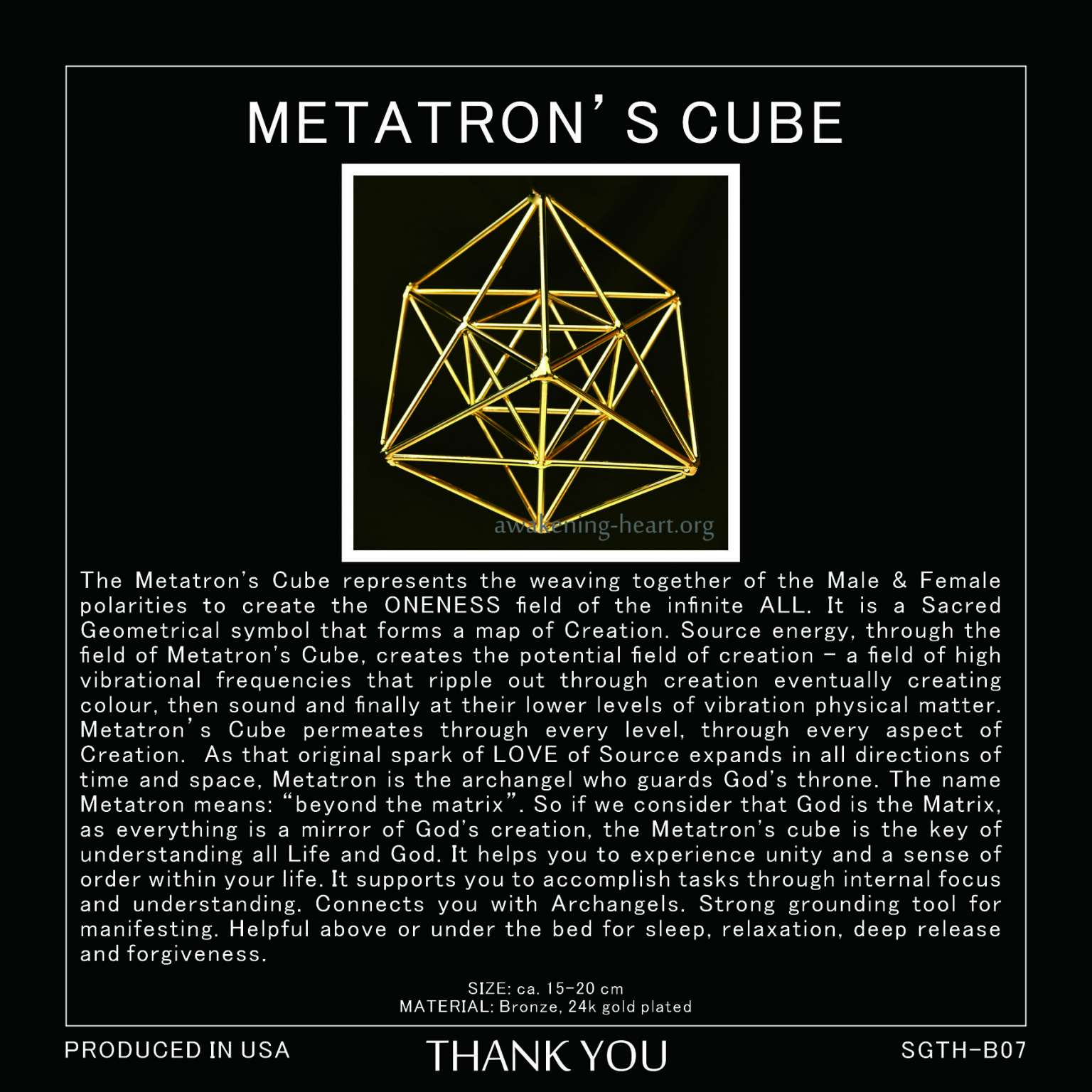 Metatron's cube (20 cm) Higher Vibration